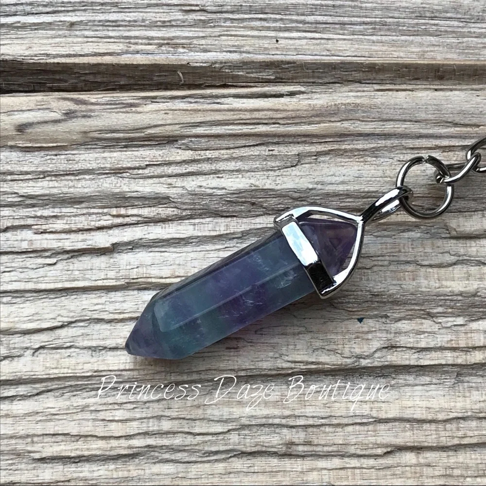 Fluorite Natural Stone‎ Pendant Keychain